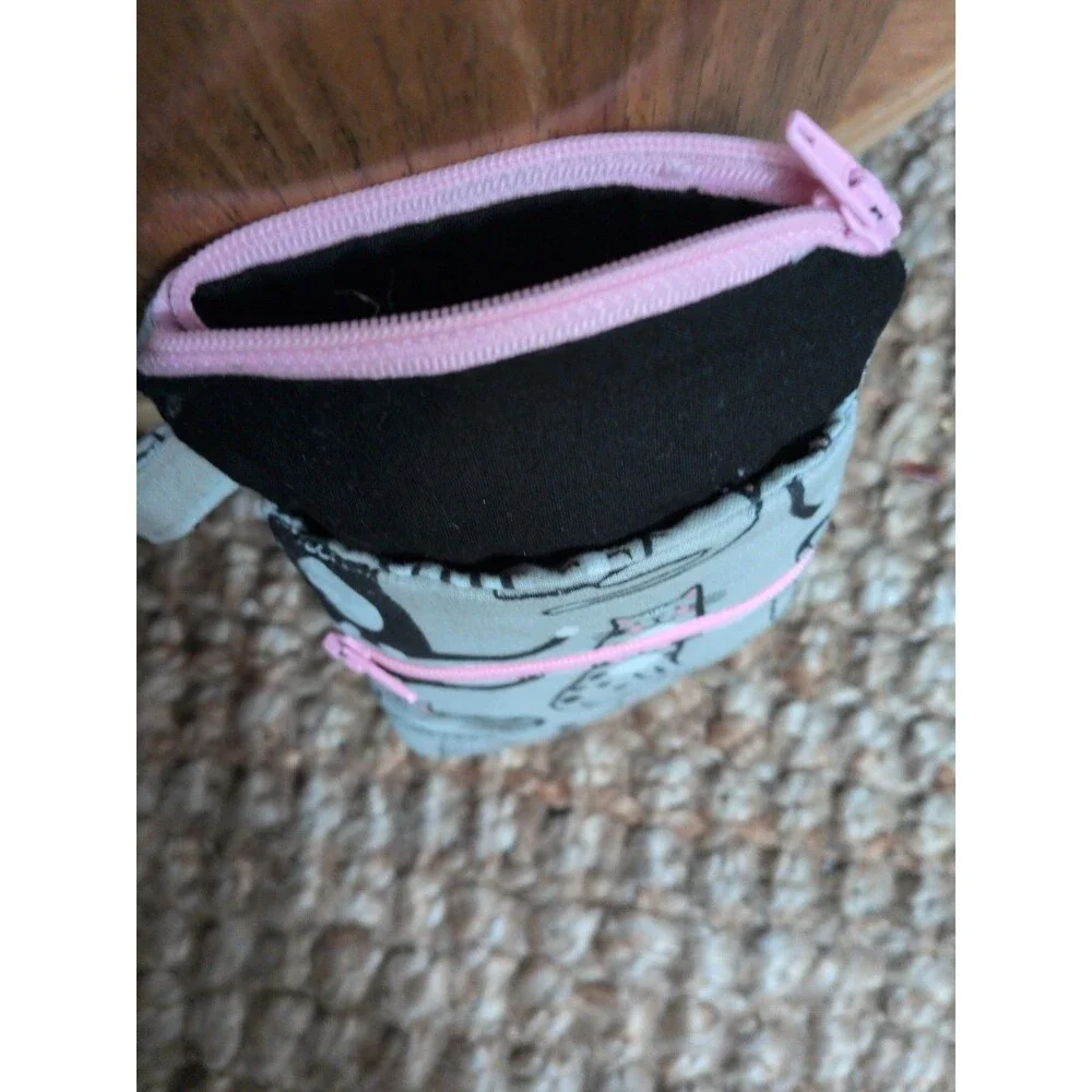 Glasses Case Hand Made Soft Cat Fabric Padded Lined Zip Outside Key Pocket